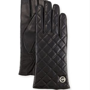 New Womens Michael Kors black Leather TECH Gloves